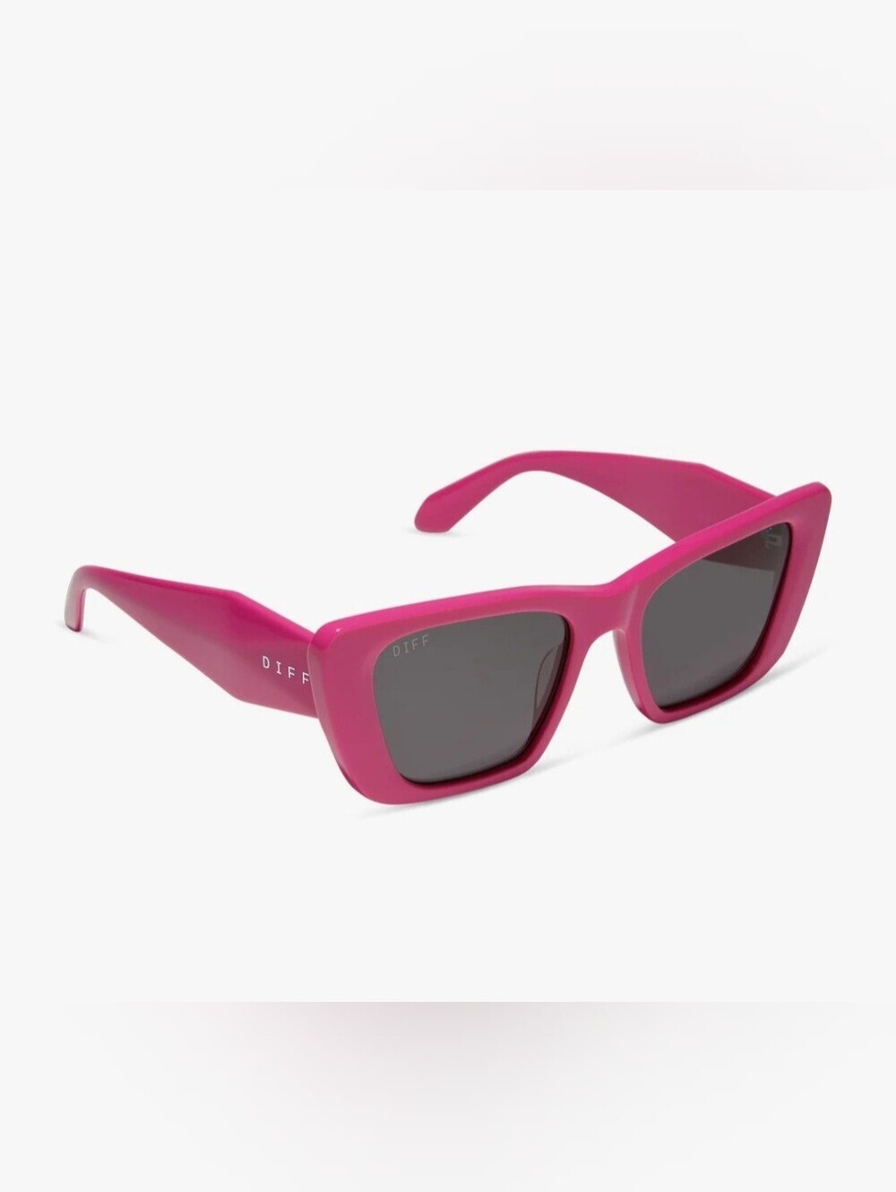 NIB! DIFF Eyewear, Aura, Hot Pink Square Sunglasses, Bright Pink Grey, MSRP $108